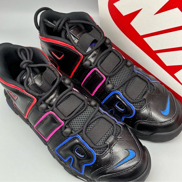 Nike Air More Uptempo Electric Black Red Men’s Shoes Retro New - Picture 5 of 14